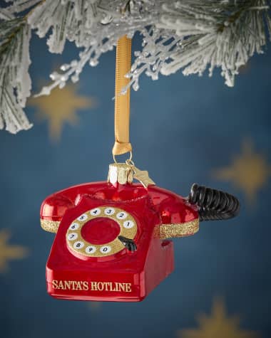 Vondels Opal Red Santa's Hotline Telephone Christmas Ornament