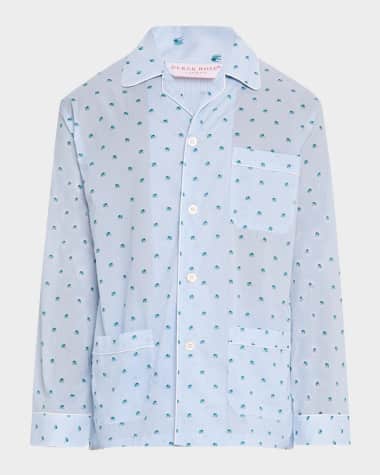 Derek Rose Men's Ledbury Striped Elephant-Print Pajama Set