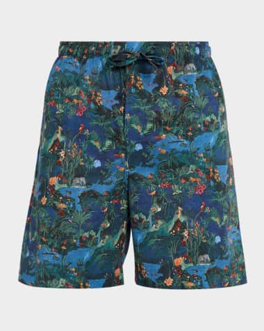 Derek Rose Men's Cotton Batiste Jungle Print Lounge Shorts