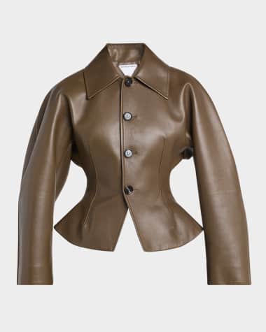 Bottega Veneta Soft Nappa Leather Waister Shirt Jacket