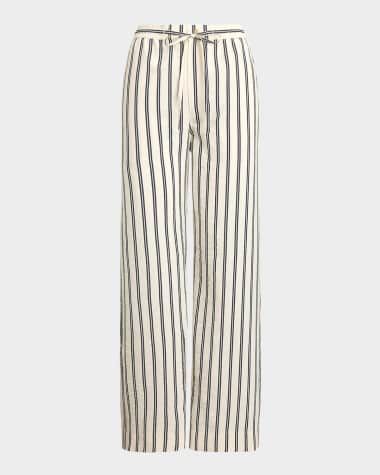 Polo Ralph Lauren Striped Silk-Blend Wide-Leg Pant
