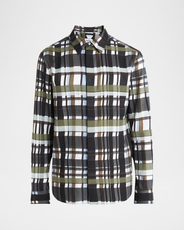 Bottega Veneta Men's Cotton Jumbo Plaid Casual Button-Down Shirt