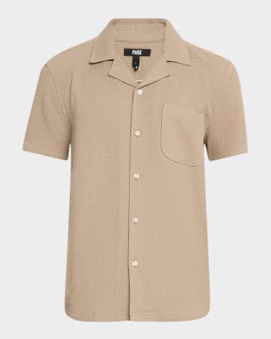 PAIGE Men's Agoura Cotton Waffle Short-Sleeve Shirt