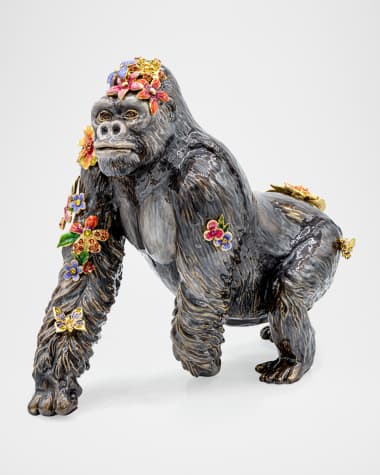 Jay Strongwater Gorilla with Flowers and Butterflies Figurine