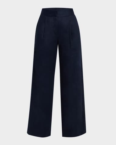 Elie Tahari The Aster Lace-Trim Linen Pants