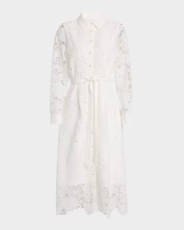 Elie Tahari The Lilia Floral Lace Midi Shirtdress