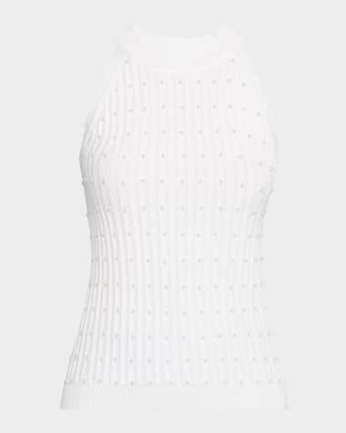 Elie Tahari The Lima Beaded Rib Knit Halter Top