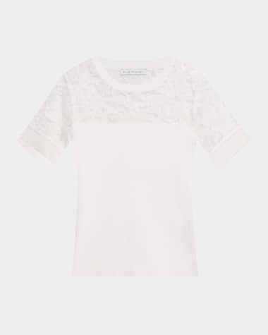 Elie Tahari The Stephanie Ribbed Embroidered-Yoke Top