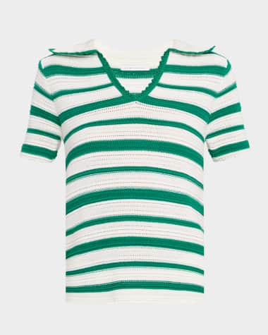 Elie Tahari The Harlow Stripe Knit Polo Top