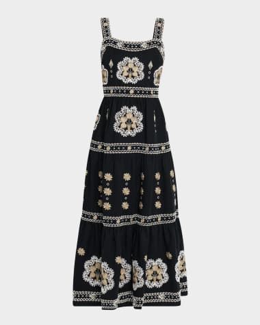 Elie Tahari The Ellisah Embroidered Linen Maxi Dress