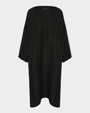 chinese dress ladies Black Silk Shirt Dress