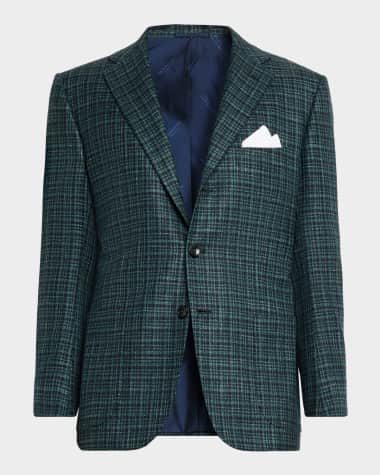 Kiton Men's Cashmere Multi-Check Sport Coat