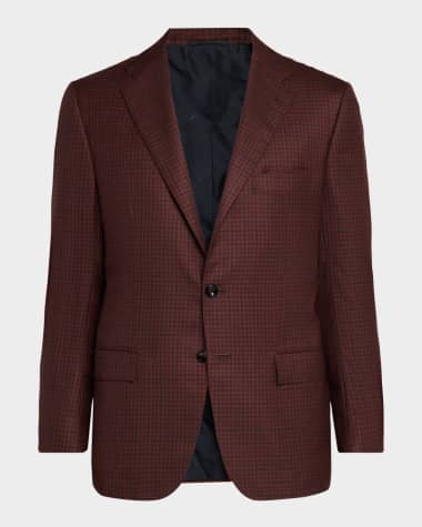 Kiton Men's Soft Cashmere Micro-Check Sport Coat