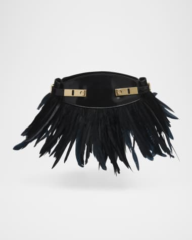 Ferragamo Hug Patent Leather & Feather Shoulder Bag