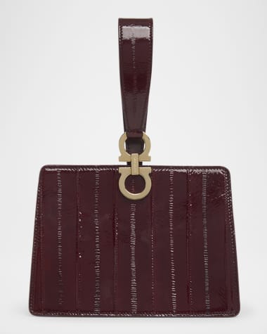 Ferragamo Eel Leather Wristlet Clutch Bag