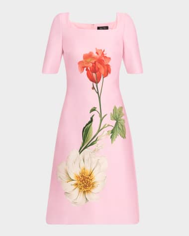 Rickie Freeman for Teri Jon Floral-Print Scuba Midi Dress