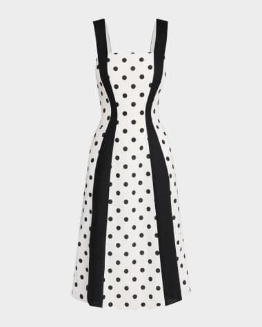 Rachel Antonoff Sloane Polka Dot Colorblock Midi Dress