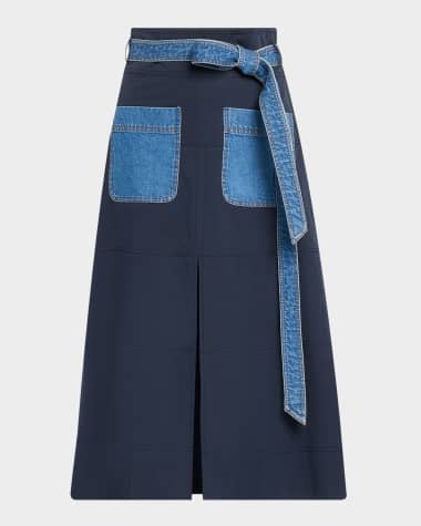Tanya Taylor Hudson Belted A-Line Midi Skirt