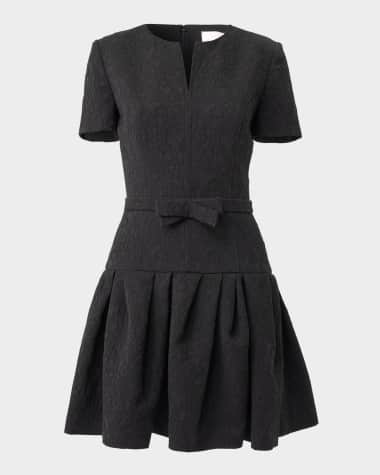 Carolina Herrera Floral Jacquard Short-Sleeve Mini Dress