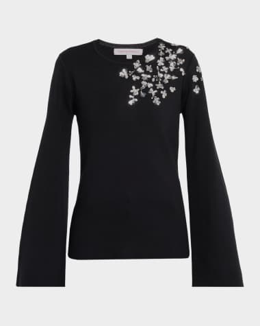 Carolina Herrera Embellished Bell-Sleeve Sweater