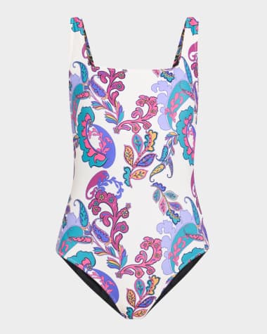 Johnny Was Fatima Reversible Square-Neck One-Piece Swimsuit