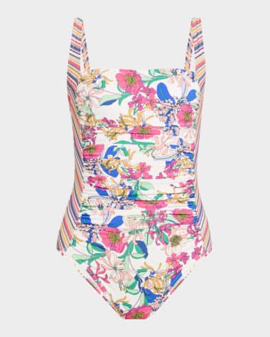Johnny Was Marilyn Ruched One-Piece Swimsuit