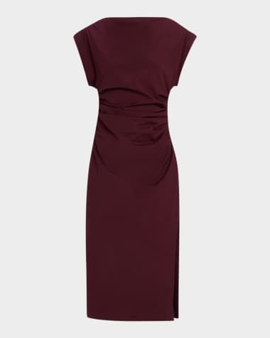 A.L.C. Nara Gathered Short-Sleeve Midi Dress