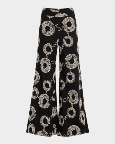 JBQ Odette Embroidered Wide-Leg Pants