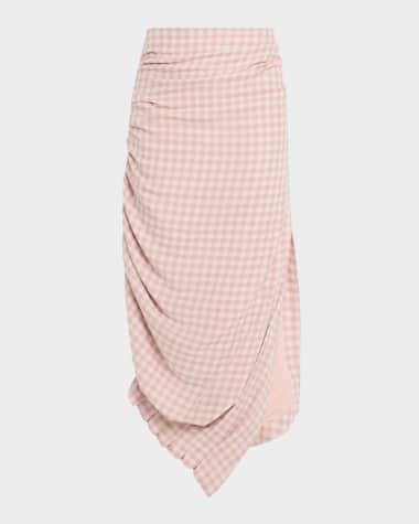JBQ Novie Draped Plaid Midi Skirt