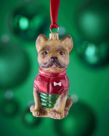 Joy To The World Collectibles French Bulldog Cream in Puffer Coat Christmas Ornament