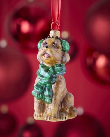 Joy To The World Collectibles Golden-Doodle with Ear Muffs & Scarf Christmas Ornament