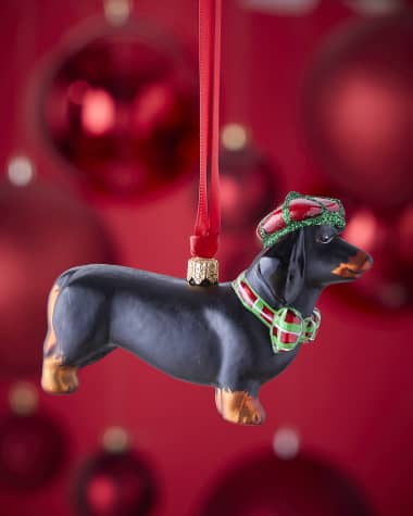 Joy To The World Collectibles Dachshund in Newsboy Hat & Bow Tie Christmas Ornament