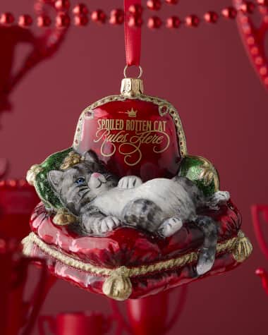 Joy To The World Collectibles "A Spoiled Rotten Cat Rules Here" Christmas Ornament