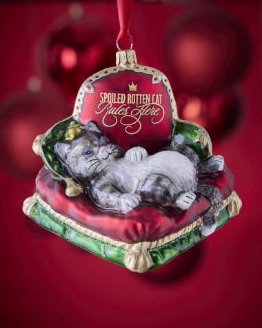 Joy To The World Collectibles A Spoiled Rotten Cat Rules Here Christmas Ornament