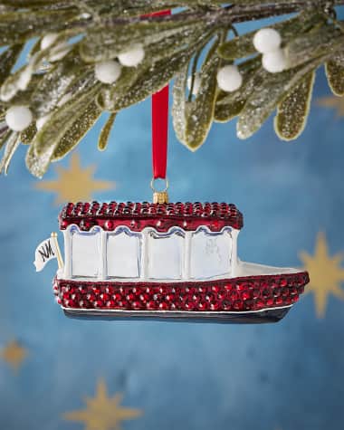 Joy To The World Collectibles Neiman Marcus Crystal Duffy Boat Christmas Ornament
