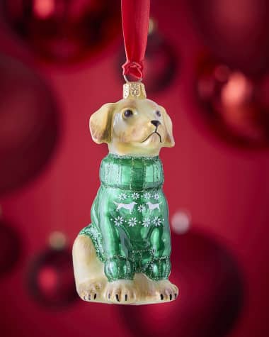 Joy To The World Collectibles Yellow Lab in Snowflake-Printed Nordic Sweater Christmas Ornament
