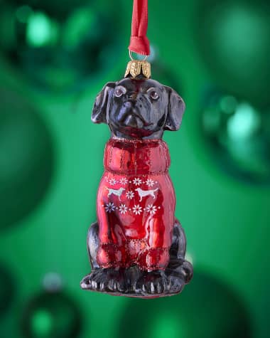 Joy To The World Collectibles Black Lab in Snowflake-Printed Nordic Sweater Christmas Ornament