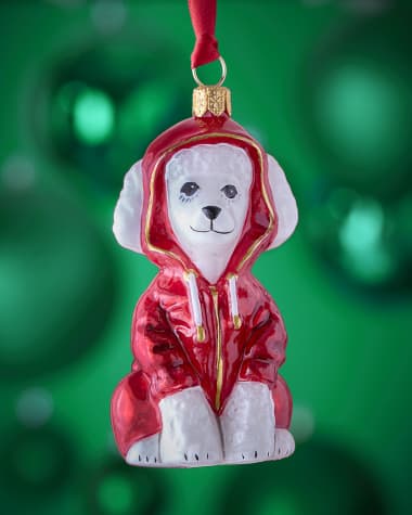 Joy To The World Collectibles White Poodle in Hoodie Christmas Ornament