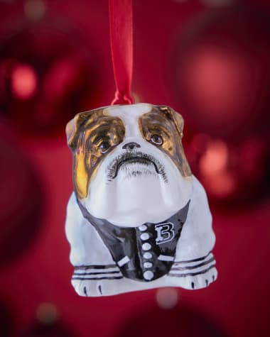 Joy To The World Collectibles Bulldog in Varsity Jacket Christmas Ornament
