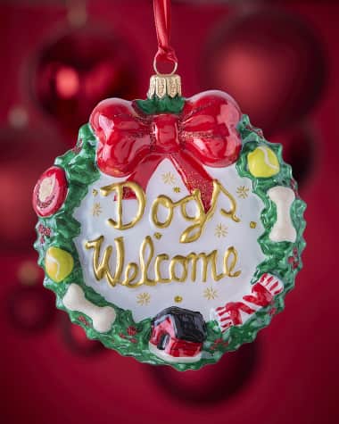 Joy To The World Collectibles Dogs Welcome Wreath Christmas Ornament