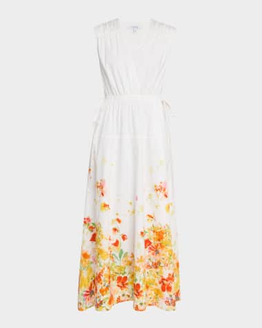 Derek Lam 10 Crosby Nara Border-Print Cotton Poplin Maxi Dress