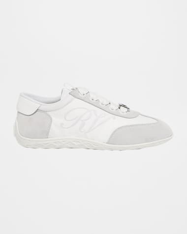 Roger Vivier Viv Low-Top Canvas and Suede Sneakers