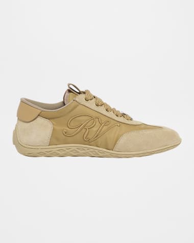 Roger Vivier Viv Low-Top Canvas and Suede Sneakers