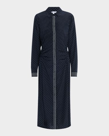 Veronica Beard Lex Polka Dot Silk Midi Dress