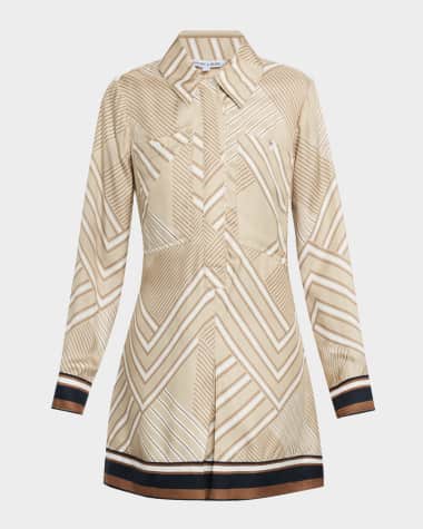 Veronica Beard Pryce Long-Sleeve Mini Shirtdress