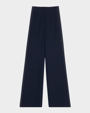 Veronica Beard Elin Wide-Leg Side Stripe Pants