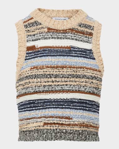Veronica Beard Jerrel Stripe Cropped Tank Top