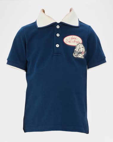 Amiri Boy's Station Patch Short-Sleeve Polo Shirt, Size 4-12