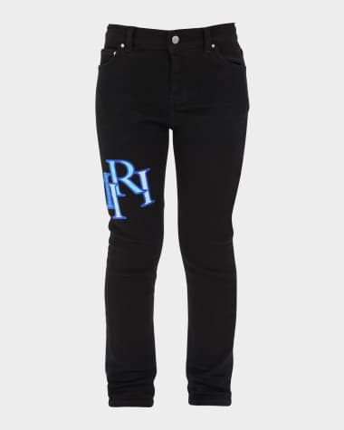 Amiri Boy's Staggered Logo-Print Jeans, Size 4-12