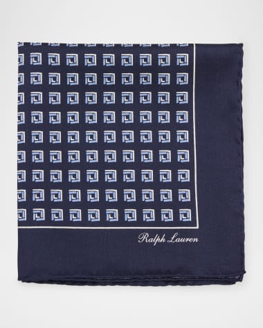Ralph Lauren Purple Label Men's Silk Shantung Geometric Pocket Square